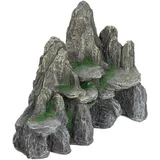 Relaxdays Aquarium Deko, Fels mit Höhlen, Einrichtung Zubehör für Aquarium u. Terrarium, stehend, 21 cm hoch, grau-grün