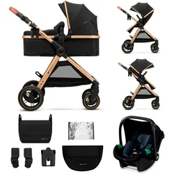 Kombi-Kinderwagen KINDERKRAFT "ESME 3IN1", Baby, schwarz (pure schwarz), Kinderwagen, inkl. Babyschale