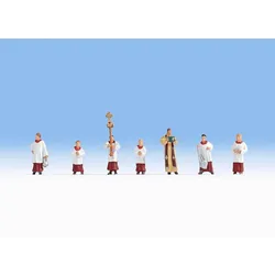 NOCH 15410 H0 FIGUREN - H0 - Pfarrer und Ministranten, 1 Pfarrer + 6 Ministranten