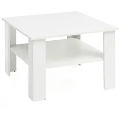 Kadima Design Couchtisch `Nidda` Holz: Sonoma Eiche, Melaminharzbeschichtung, kratzfest, Ablagefläche, 60 kg Belastbarkeit. Weiß, 60x60x42 cm
