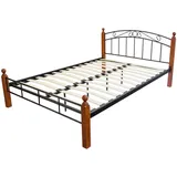 Homestyle4u Metallbett Schwarz Braun, Metall, 180x200 cm Schlafzimmer, Betten, Metallbetten