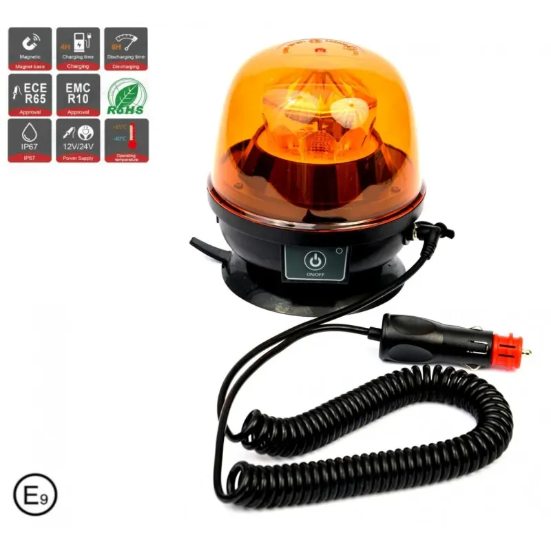 Kabellose, akkubetriebene Signal-LED-Lampe, Glasbehälter, Magnet und Saugnapf, 12–24 V, 10 SMD-LEDs, wiederaufladbarer Akku

(An