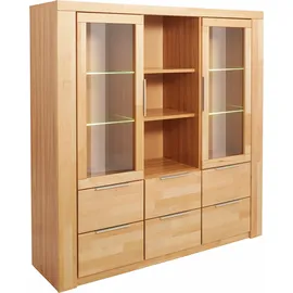Home Affaire Highboard HOME AFFAIRE "Zara", beige (kernbuche teilmassiv), B:140cm H:145cm T:40cm, Holz teilmassiv, Sideboards, Highboard, Breite 140 cm