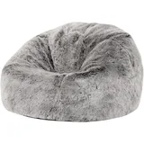 I.C.O.N. Icon Kenai Kunstfell Sitzsack Kinder, Grau, Flauschiger Kunstpelzstoff, Sitzsack Flauschig mit Füllung, Bequemer Kinder Sessel, Kuschelsessel, Lese Sessel, Schlafzimmer, Kinderzimmer, Spielzimmer