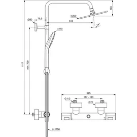 Ideal Standard Ceratherm T100 Duschsystem Aufputz