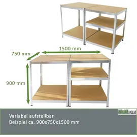 Trutzholm Schwerlastregal Stahl 180x75x75cm grau 875 kg 5 Böden