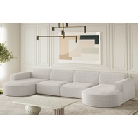 Fun Möbel Wohnlandschaft U-Form Sofa PALMA XL in Stoff Ascot Pearl