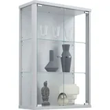 Vitrine FIF MÖBEL "OPTIMA", silber, B:56cm H:82cm T:25,2cm, Holzwerkstoff, Sicherheitsglas ESG, Schränke, Vitrine, Hängevitrine/Glasvitrine 2x Glastür,perfekt für Sammler,Sammlervitrine