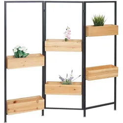 Raumteiler mit Pflanzkasten MCW-L32, Blumenkasten Raumtrenner, Holz-Stahl 116x118cm ~ Gestell schwarz, naturfarben