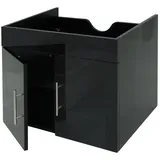 Mendler Waschbeckenunterschrank HWC-D16, Waschtischunterschrank Waschtisch Unterschrank Badmöbel, FSC® hochglanz 60cm ~ schwarz