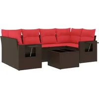 vidaXL Gartensofa-Set mit Kissen, braun, Polyrattan