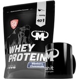 1kg Mammut Whey Protein Eiweißshake - Set inkl. Protein Shaker, Riegel, Powderbank oder Tasse (Blueberry Cheesecake, Mammut Keramik Tasse)