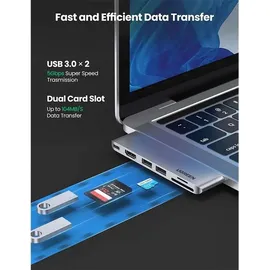 UGREEN CM380 USB-C Hdmi, 2x Usb 3.0, Sd, Tf, PD grau