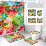 Bfrdollf Duschvorhang 180x200 180x180 200x240 Blumen Blätter Pflanzen Grüne Rosa Duschvorhänge Badezimmerteppich 4-teiliges Set Wasserdichtes Blume Shower Curtains Textil (200 x 240 cm(BxH),13)