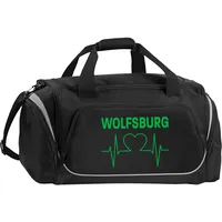 Multifanshop Sporttasche - Wolfsburg - Herzschlag - Druck grün