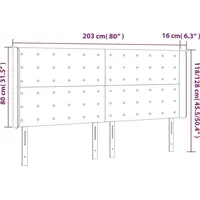 VidaXL LED Kopfteil Schwarz 203x16x118/128 cm Samt - Schwarz