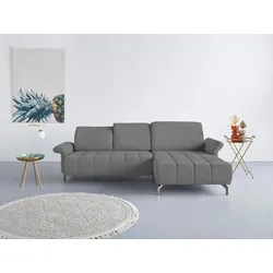 Ecksofa INOSIGN "Fresh L-Form", grau, B:281cm H:79cm T:185cm, 100% Polyester, Sofas, Federkern, wahlweise Kopfteilverstellung und motorischer Vorziehsitz