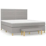 vidaXL Boxspringbett mit Matratze Hellgrau 160x200 cm Stoff