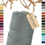 BooGardi Makramee Garn · Grau 3mm x 200m · 3mm oder 5mm · viele Farben · Baumwollkordel · Baumwollgarn · DIY Bastelkordel · Kordelband