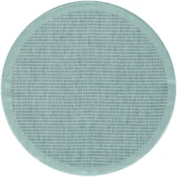 Teppich Outdoor Flachgewebe Uni-Farbe Polypropylen Balkon Blau Rund 160x160 | Kadima Design