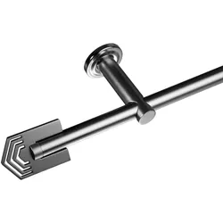 Gardinenstange LIEDECO "Stilgarnitur, Komplettgarnitur 16 mm Mars" Gr. 1, silber (edelstahlfarben), L:200cm Ø:16mm, Metall, Gardinenstangen, Gardinenstange Komplett