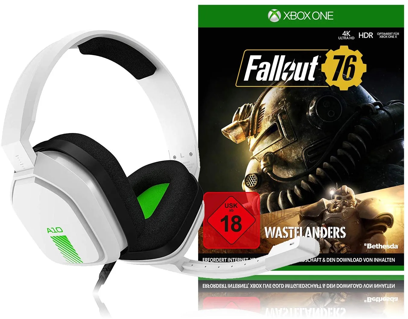 ASTRO Gaming A10 Gaming-Headset (weiß/grün) + Fallout 76 (inkl. Wastelanders) - [Xbox One]