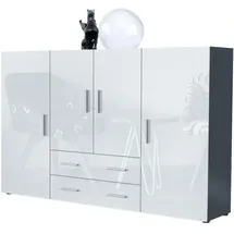 Vladon Highboard 166,5 x 106,5 x 35 cm Anthrazit matt / Weiß Hochglanz
