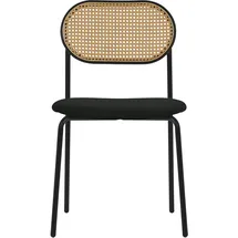 ML-Design 2er Set Esszimmerstühle Wohnzimmerstühle Küchenstühle Rückenlehne Rattan Schwarz