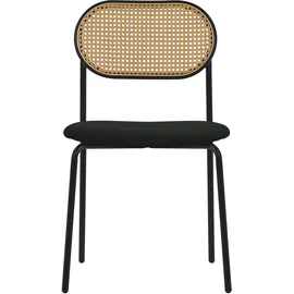 ML-Design 2er Set Esszimmerstühle Wohnzimmerstühle Küchenstühle Rückenlehne Rattan Schwarz