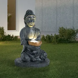 GLOBO LED Solarleuchte BUDDHA Kunststoff in grau