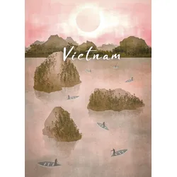 Bild KOMAR "Vintage Travel Vietnam", rosa (farbe bild(er): rosa), B:50cm H:70cm, Papier, Holz, Bilder, Wandbild zur Dekoration - ohne Rahmen