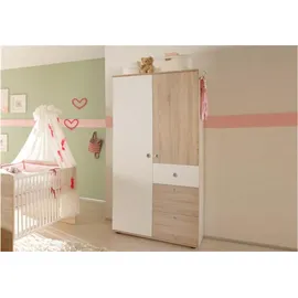 Stella Trading Kleiderschrank Wiki 90 x 191 x 53 cm Weiß/Eiche
