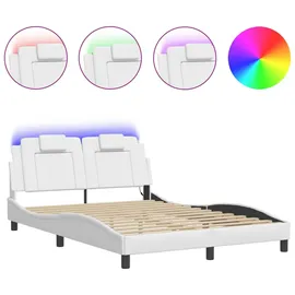 vidaXL Bettgestell mit LED Weiß 140x200 cm Kunstleder