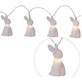 MARELIDA LED Lichterkette Bunny 10 weiße Häschen mit warmweißen LED - 1,35m - Batterie - Timer