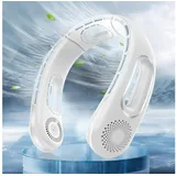 MOPUEA Mini USB-Ventilator Wiederaufladbarer USB-Nackenventilator 4 Stufen 360° Luftstrom, Ventilator für Büro, Pendeln, Reisen und Outdoor weiß