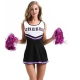 Runsmooth Damen Schule Musical Halloween Cheerleader Kostü Kostü Komplettes Uniform Outfit mit Pom Poms