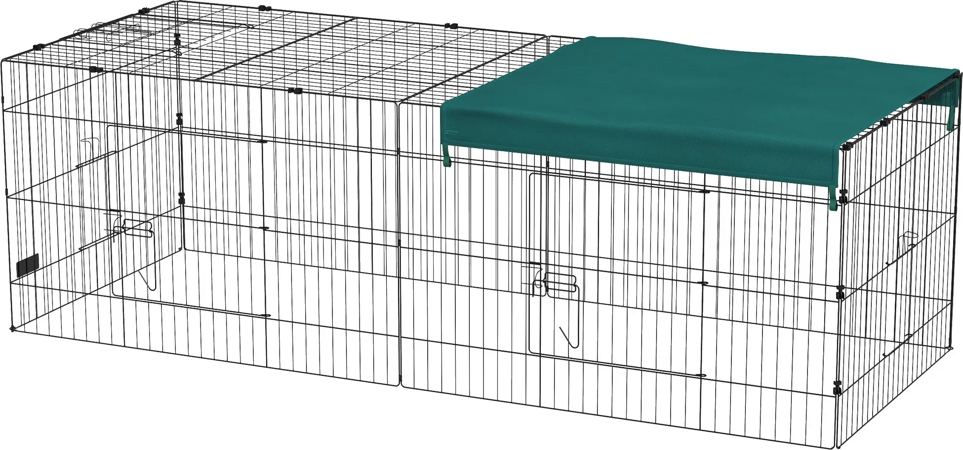 PawHut Haustiergehege aus Stahl mit Plane für Kaninchen Nagetiere Kleintiere Innen Außen 220L x 85B x 70H cm Grün   Aosom