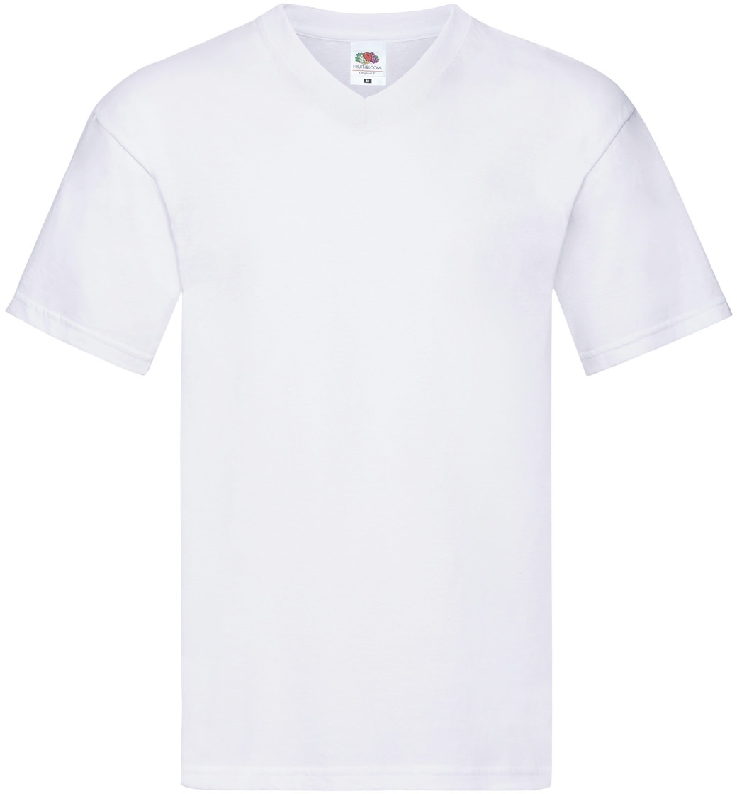 Fruit of the Loom ORIGINAL V-NECK T - leichtes Herren T-Shirt mit V-Ausschnitt, weiß, L