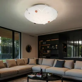 GLOBO Deckenleuchte 1-flammig rund opal mit Dekorsteinen, 1x LED 8,0 W 640 lm, D 25 cm