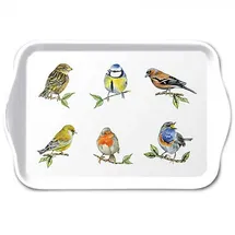 Ambiente Home Ambiente Tablett Melamin 21x13cm mit Singvögel Motiv - kleines Serviertablett Tray 13 x 21 cm Vögel der Heimat Melamine