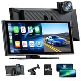 Lamto Wireless Autoradio für Apple Carplay & Android Auto mit 4K Dashcam Vorne, Tragbarer 9,26 Zoll Car Play Screen Autoradioempfänger mit Loop Aufnahme/FM/Siri/Go0gle/Bluetooth 5.0/Mirror Link/64G TF