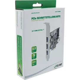 InLine Schnittstellenkarte, 3x+1x USB 3.0, PCIe, mit SATA Strom + LP-Slotblech