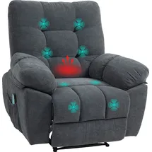 Homcom Relaxsessel Fernsehsessel mit Liegefunktion Massagesessel mit Vibration, Heizung, 8 Modi, TV Sessel mit Wandnahen Design, Fußteil,
