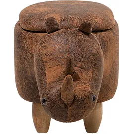 Beliani Tierhocker mit Stauraum Kunstleder 60 x 35 x 32 cm Braun