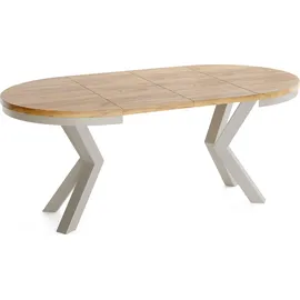 WFL GROUP Runder Ausziehtisch 100 x 76 x 100 cm Craft Eiche braun