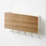 Schlüsselschrank, Hölzerner Briefhalter Und Haken Für Schlüsselbox, Wandmontierter Schlüsselhalter Aus Porenfreiem Holz, 5 Holzhaken Mit 5 Kunststoffhaken, Kombinationsclip