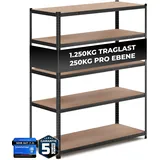 All Premium Schwerlastregal 180x150x60cm Schwarz – Bis 1250 kg belastbar, höhenverstellbar, Stecksystem, ideal für Lager, Garage & Keller