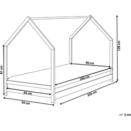 Beliani Kinderbett Appy 90 x 200 cm Kiefernholz hellbraun