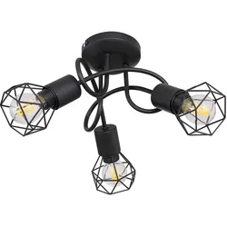 Decken Strahler Retro Käfig Lampe schwarz Wohn Zimmer Spot Leuchte Spotrondell 3 flammig