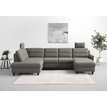 sit&more Wohnlandschaft SIT & MORE "Farö U-Form", braun (schlamm), B:325cm H:90cm T:187cm, Sofas, Wohnlandschaft, inklusive Federkern, wahlweise mit Bettfunktion und Bettkasten